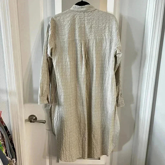 Anthropologie Maeve Plaid Tan & White Tunic Button Shirt Women's Small - Picture 5 of 5